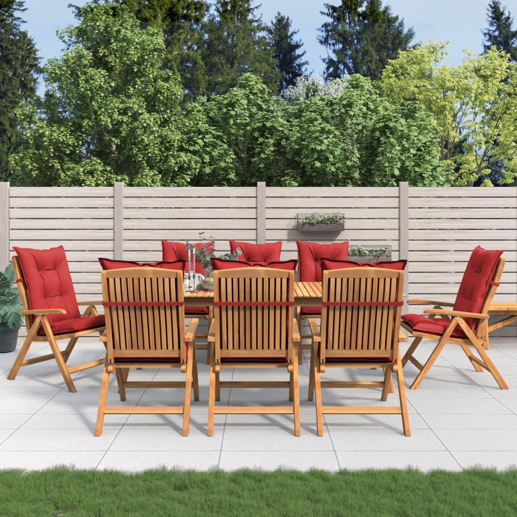 Reclining Garden Chairs with Cushions 8 pcs Solid Wood Teak