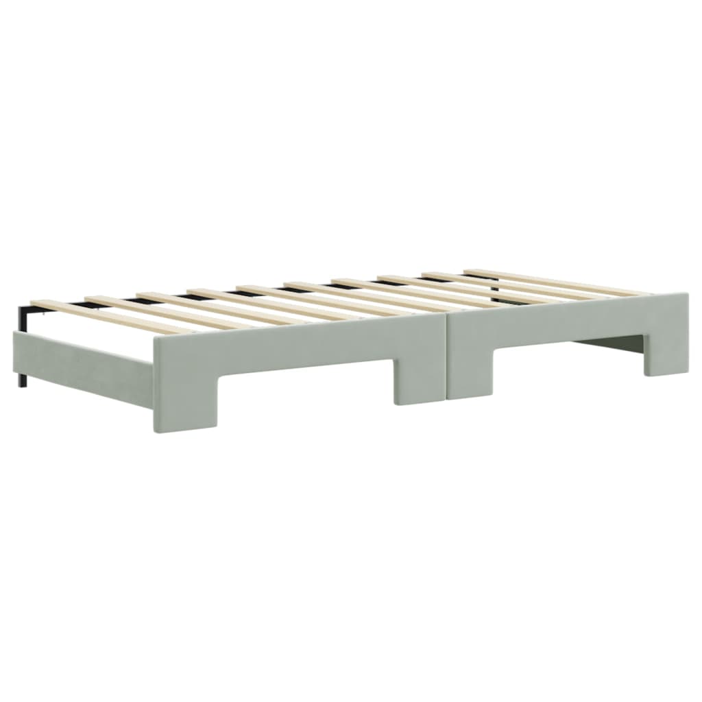 Daybed with Trundle without Mattress Light Grey 90x190 cm