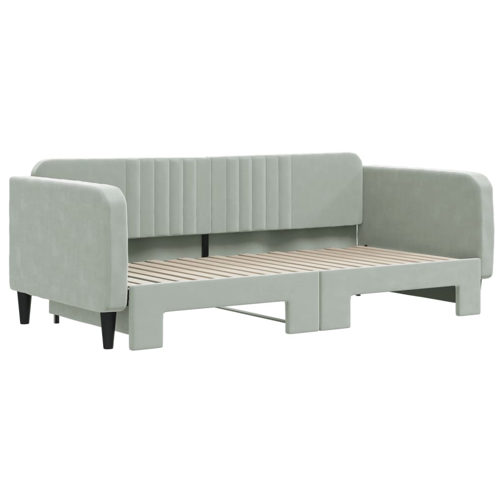 Daybed with Trundle without Mattress Light Grey 90x190 cm