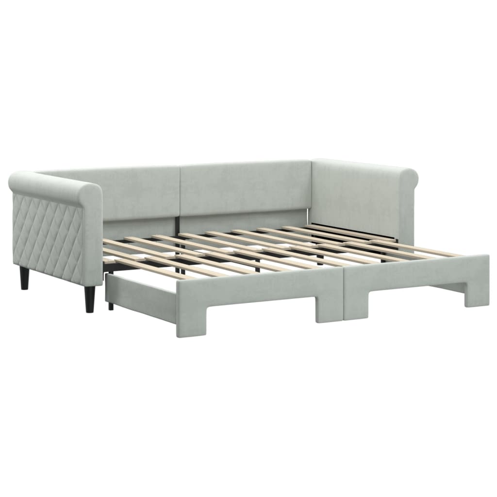 Daybed with Trundle without Mattress Light Grey 90x190 cm