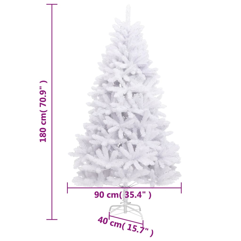 Artificial Hinged Christmas Tree with Stand White 180 cm