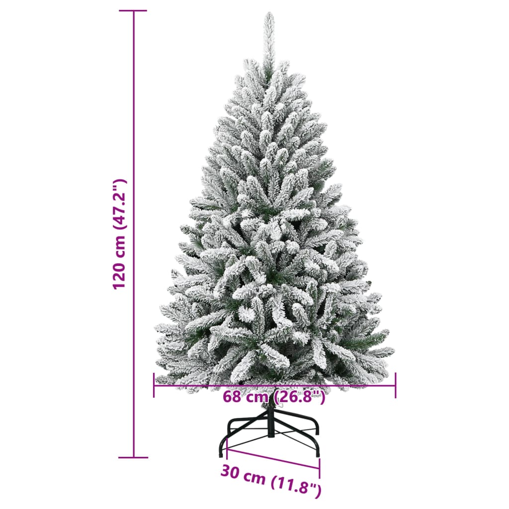 Artificial Hinged Christmas Tree with Flocked Snow 120 cm