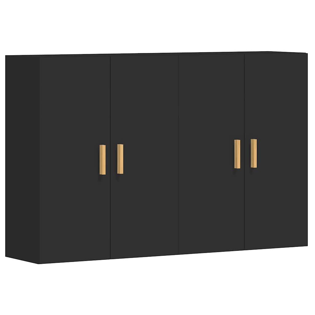 Wall Mounted Cabinets 2 pcs Black Engineered Wood