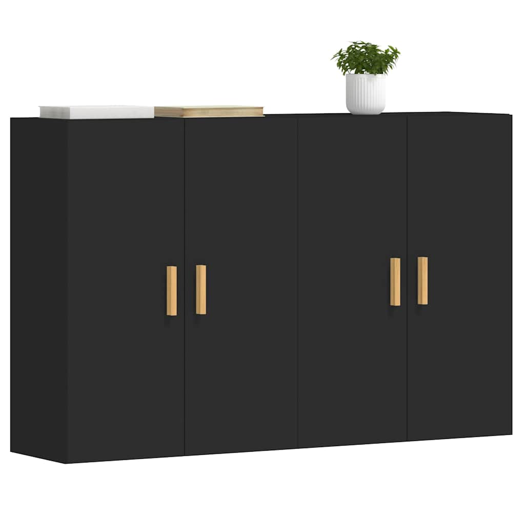 Wall Mounted Cabinets 2 pcs Black Engineered Wood
