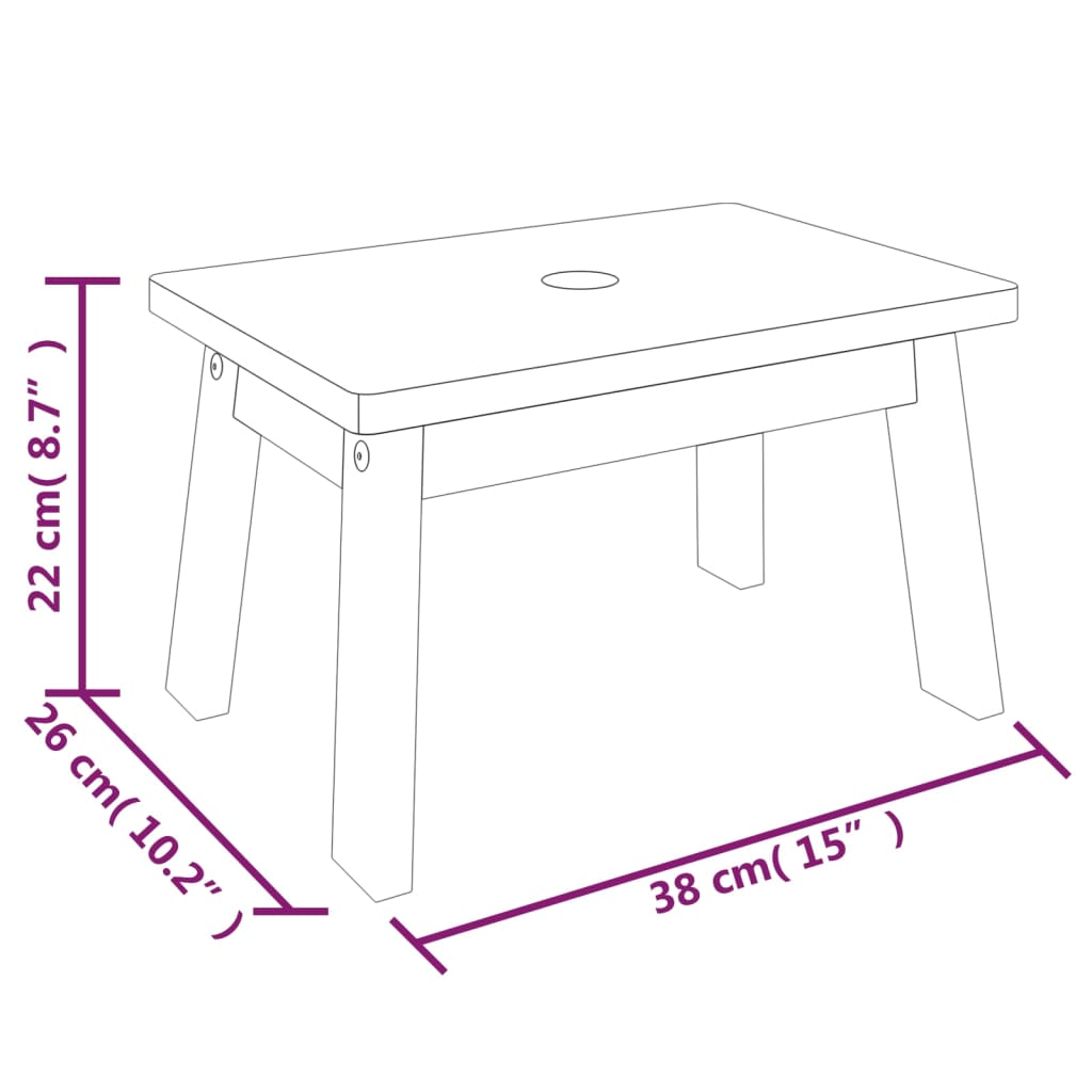 Step Stool 38x26x22 cm Solid Wood Acacia