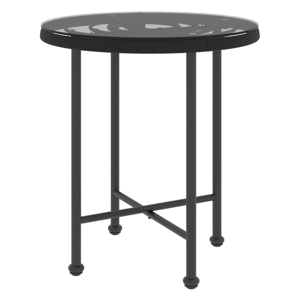 Dining Table Black ?50 cm Tempered Glass and Steel