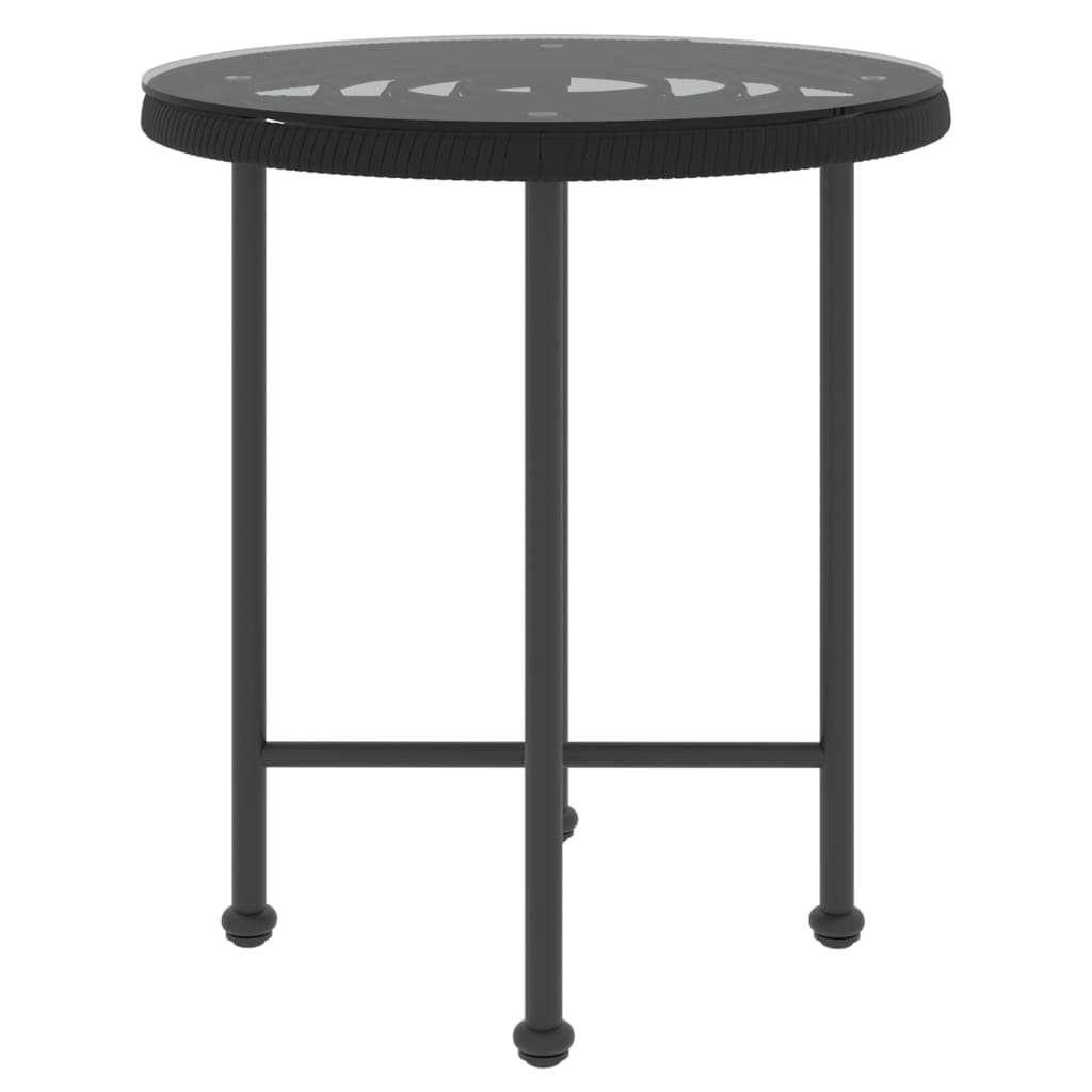 Dining Table Black ?50 cm Tempered Glass and Steel