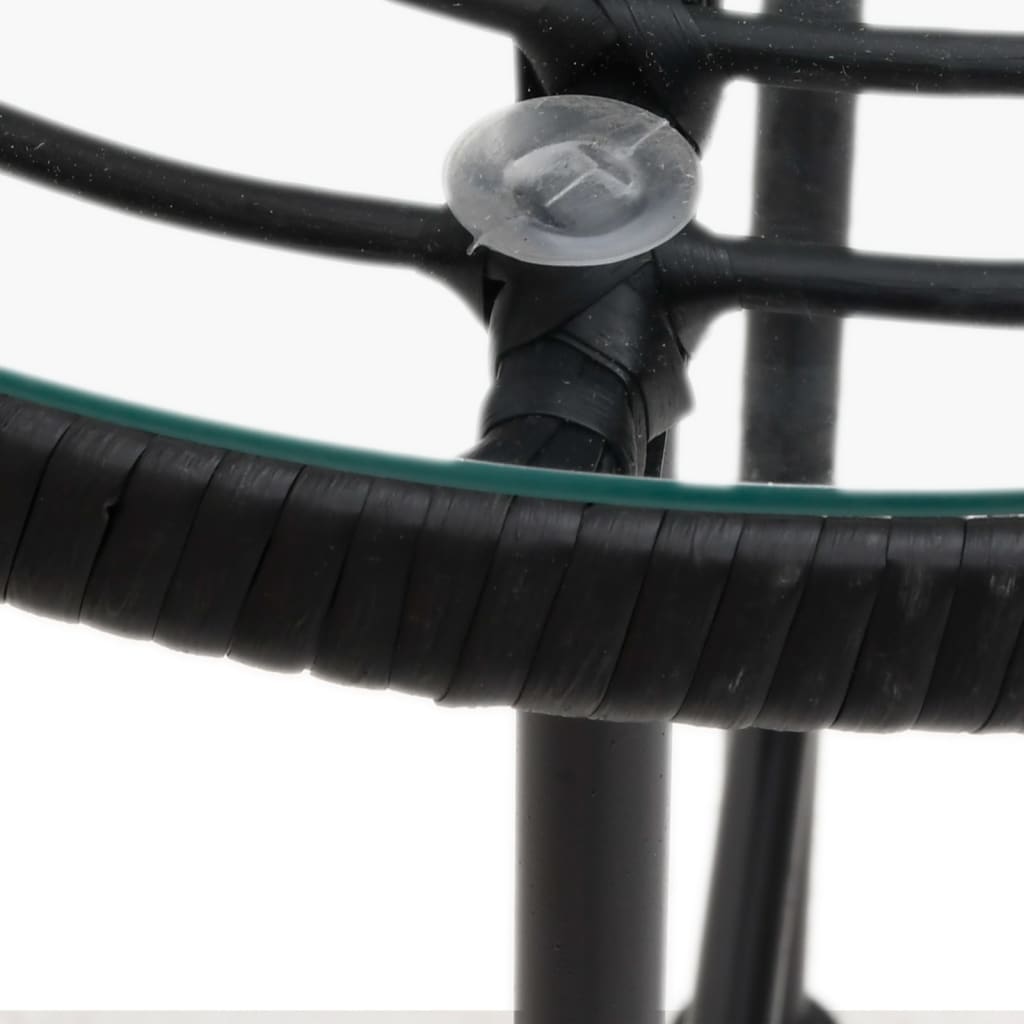 Dining Table Black Ø50 cm Tempered Glass and Steel