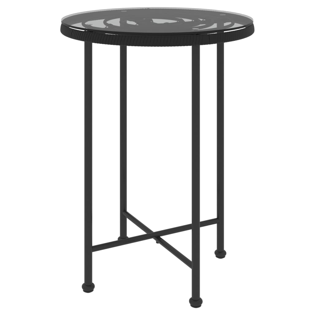 Dining Table Black Ø55 cm Tempered Glass and Steel