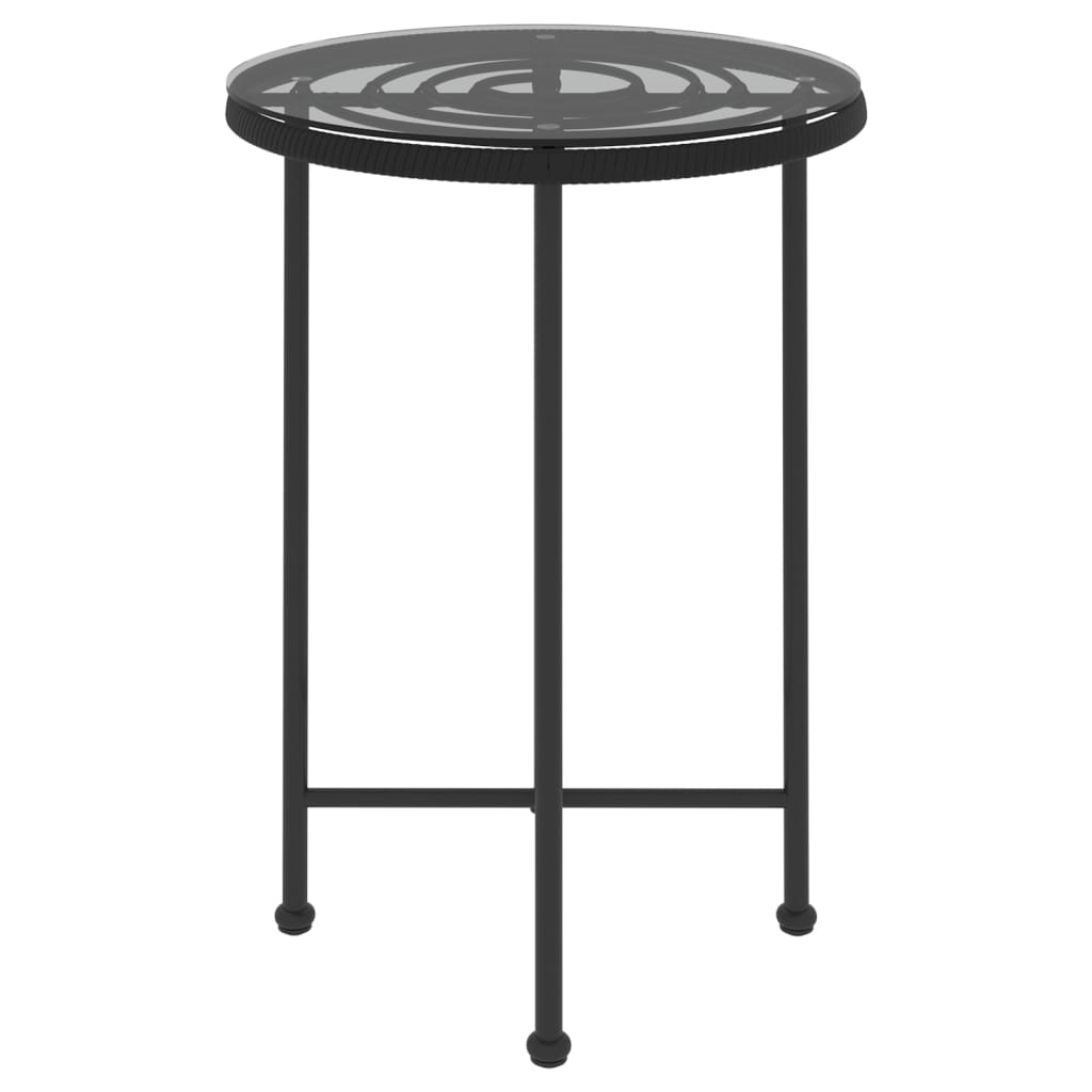 Dining Table Black Ø55 cm Tempered Glass and Steel