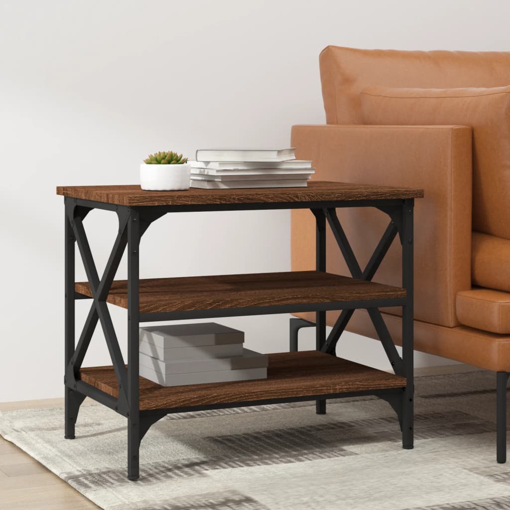 Side Table Brown Oak 55x38x45 cm Engineered Wood