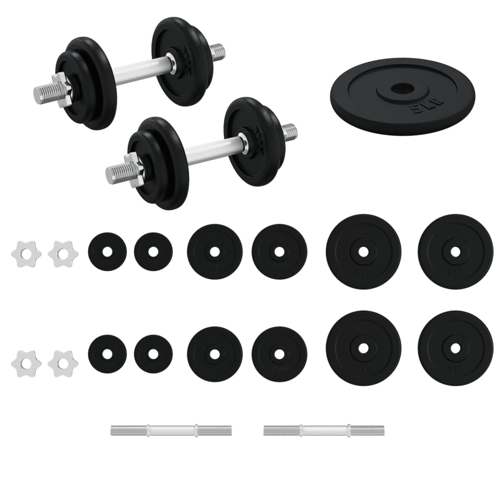 Dumbbell with Plates Set 40 kg Cast Iron and Chrome Plated Steel