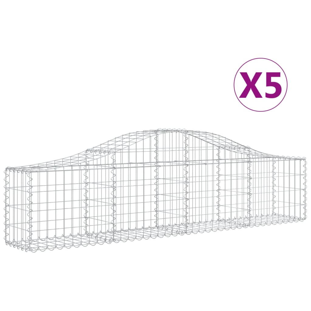Arched Gabion Baskets 5 pcs 200x30x40/60 cm Galvanised Iron