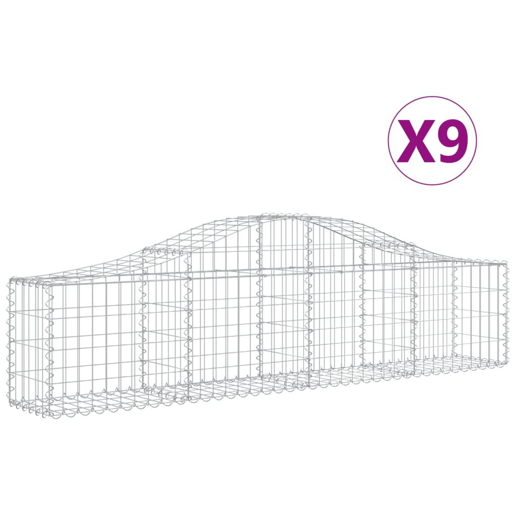 Arched Gabion Baskets 9 pcs 200x30x40/60 cm Galvanised Iron