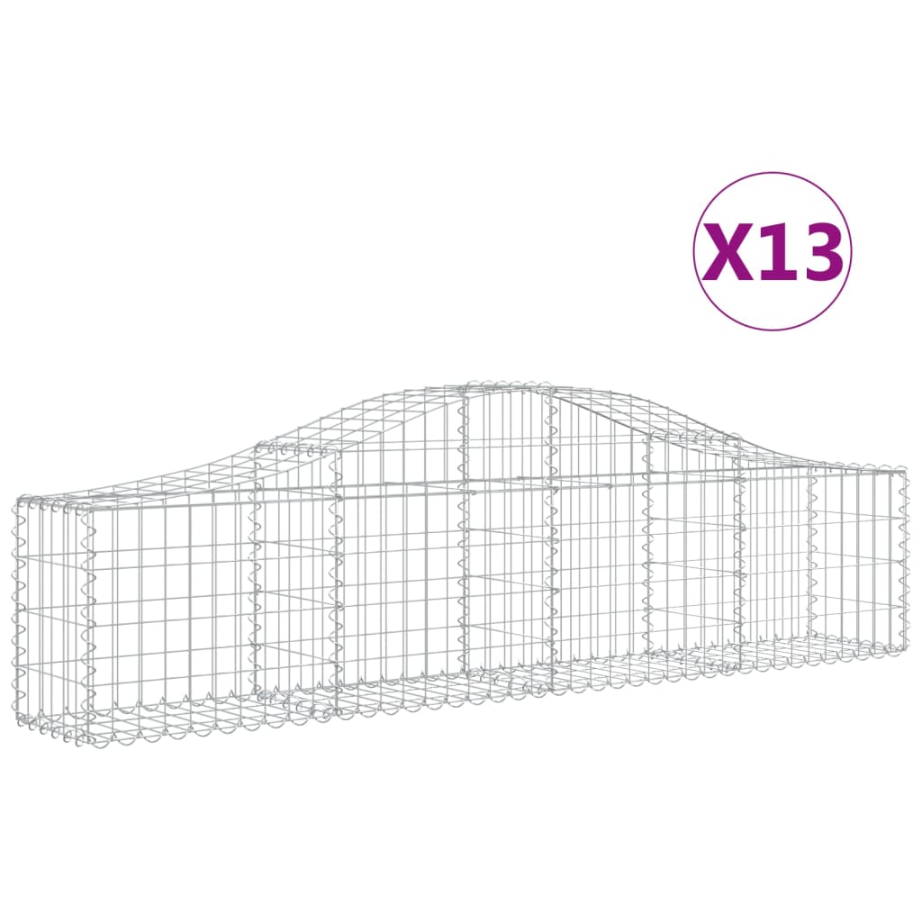 Arched Gabion Baskets 13 pcs 200x30x40/60 cm Galvanised Iron