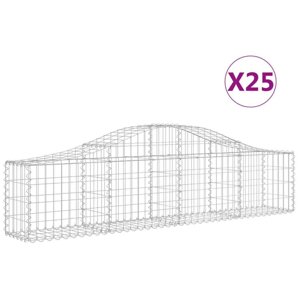 Arched Gabion Baskets 25 pcs 200x30x40/60 cm Galvanised Iron