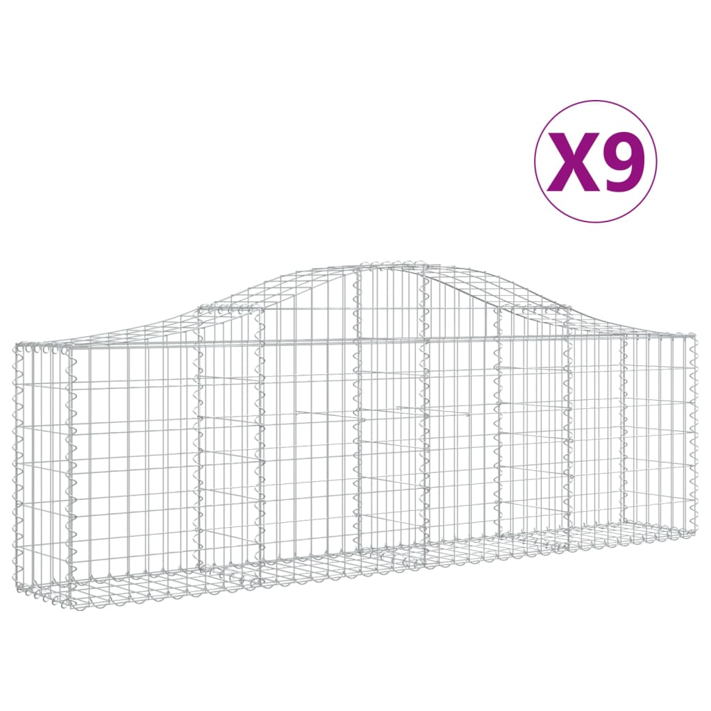 Arched Gabion Baskets 9 pcs 200x30x60/80 cm Galvanised Iron