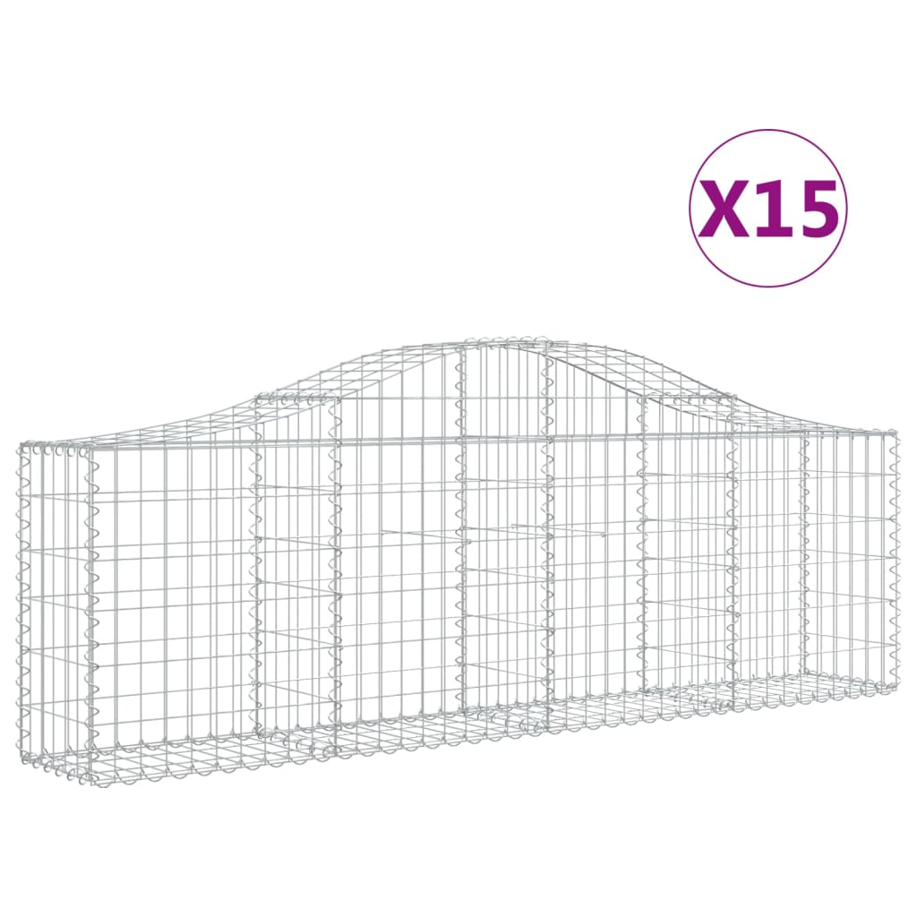 Arched Gabion Baskets 15 pcs 200x30x60/80 cm Galvanised Iron