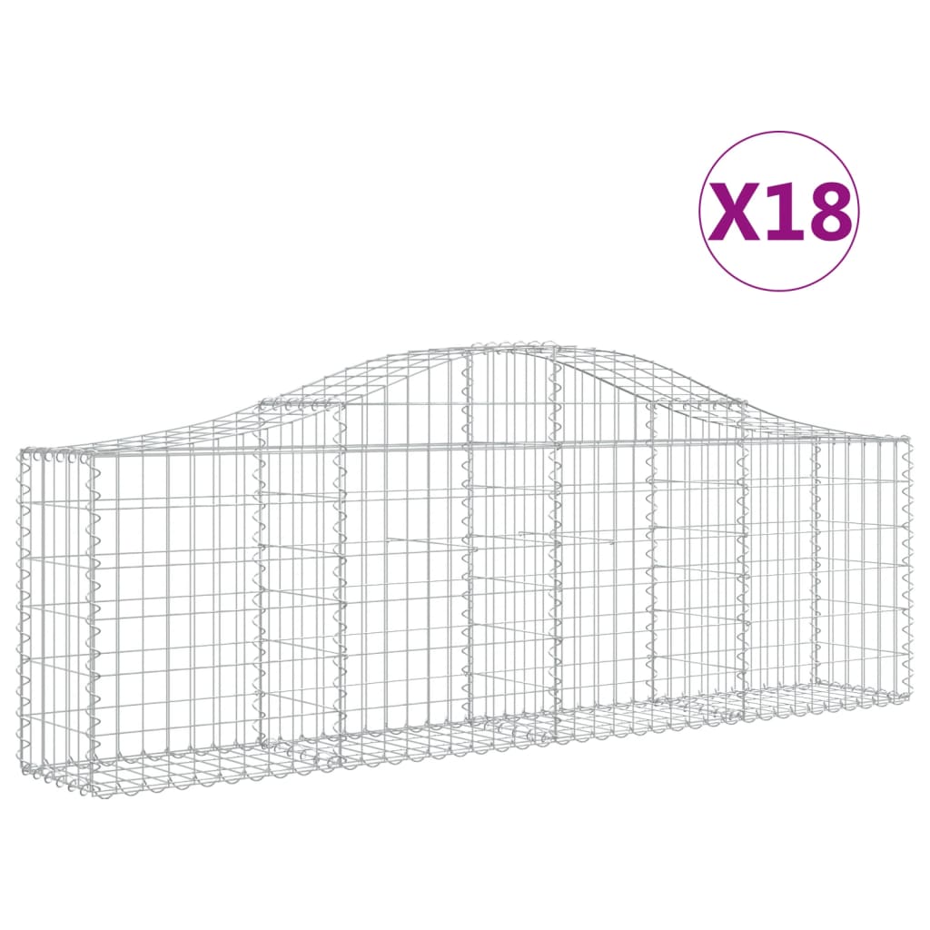 Arched Gabion Baskets 18 pcs 200x30x60/80 cm Galvanised Iron
