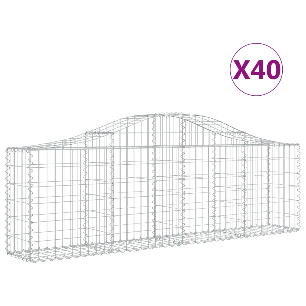 Arched Gabion Baskets 40 pcs 200x30x60/80 cm Galvanised Iron