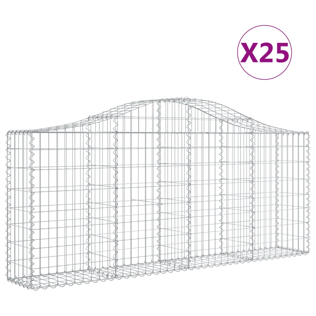 Arched Gabion Baskets 25 pcs 200x30x80/100 cm Galvanised Iron