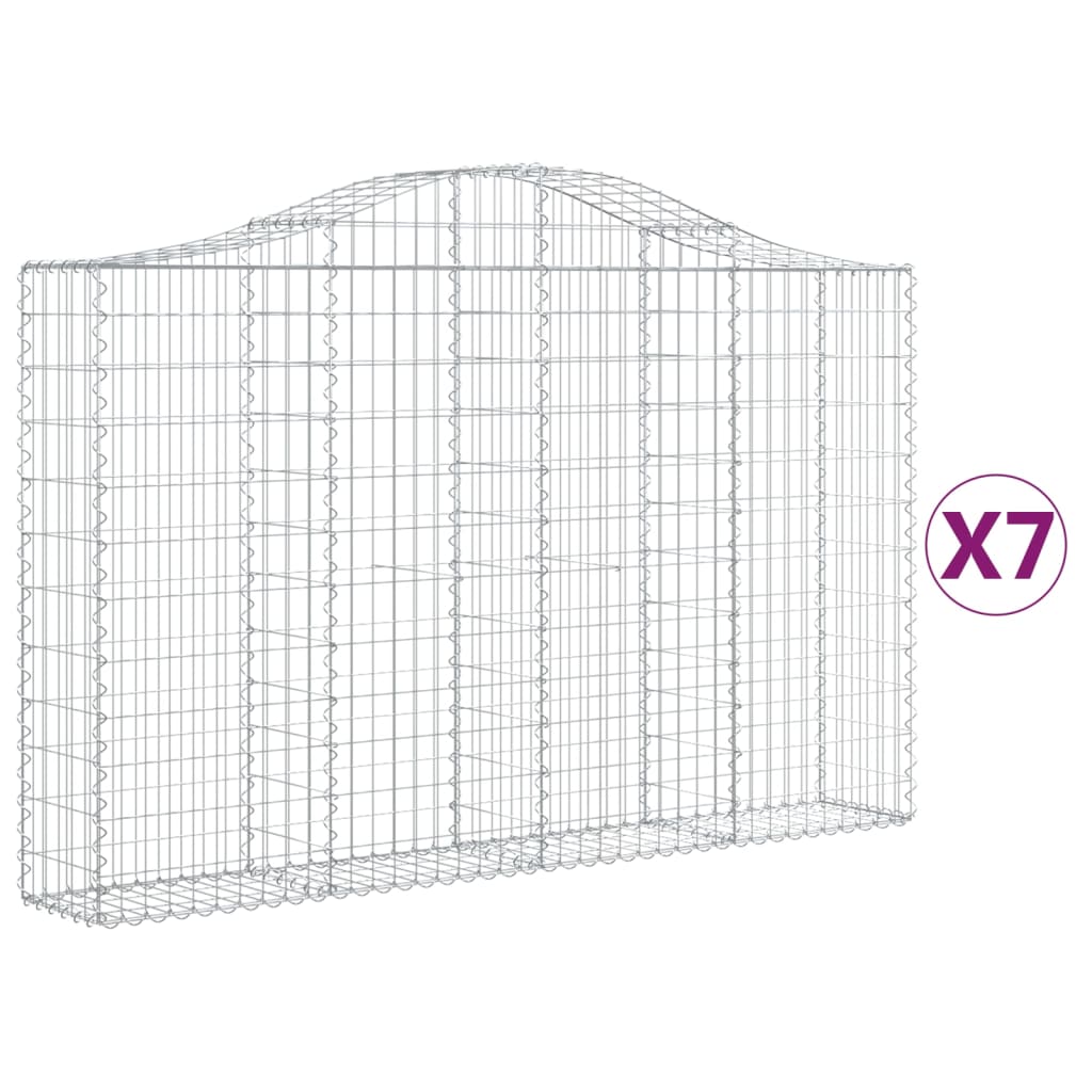 Arched Gabion Baskets 7 pcs 200x30x120/140 cm Galvanised Iron