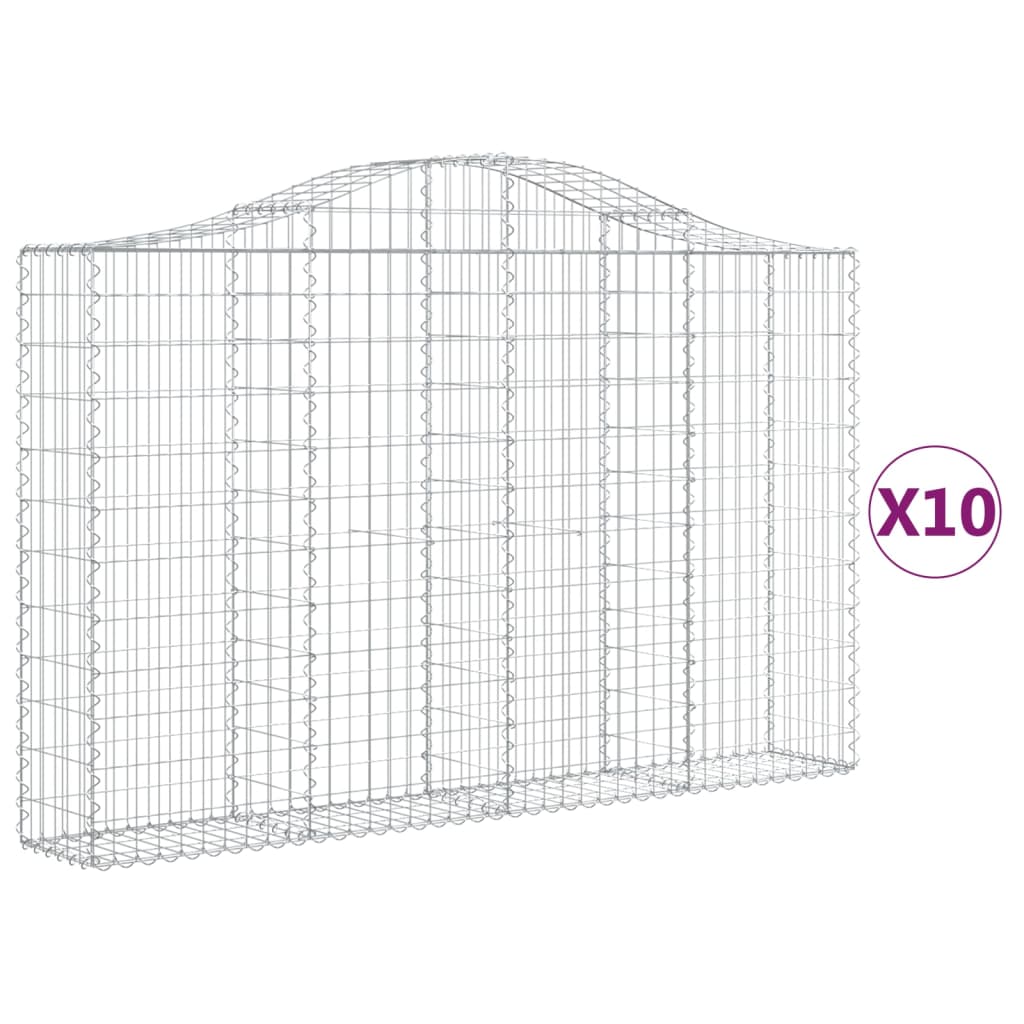 Arched Gabion Baskets 10 pcs 200x30x120/140 cm Galvanised Iron