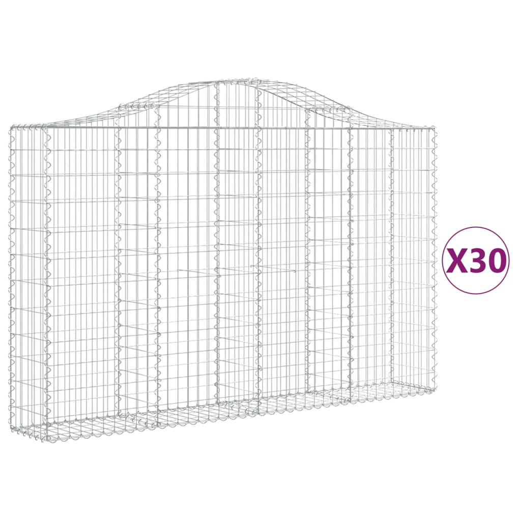 Arched Gabion Baskets 30 pcs 200x30x120/140 cm Galvanised Iron