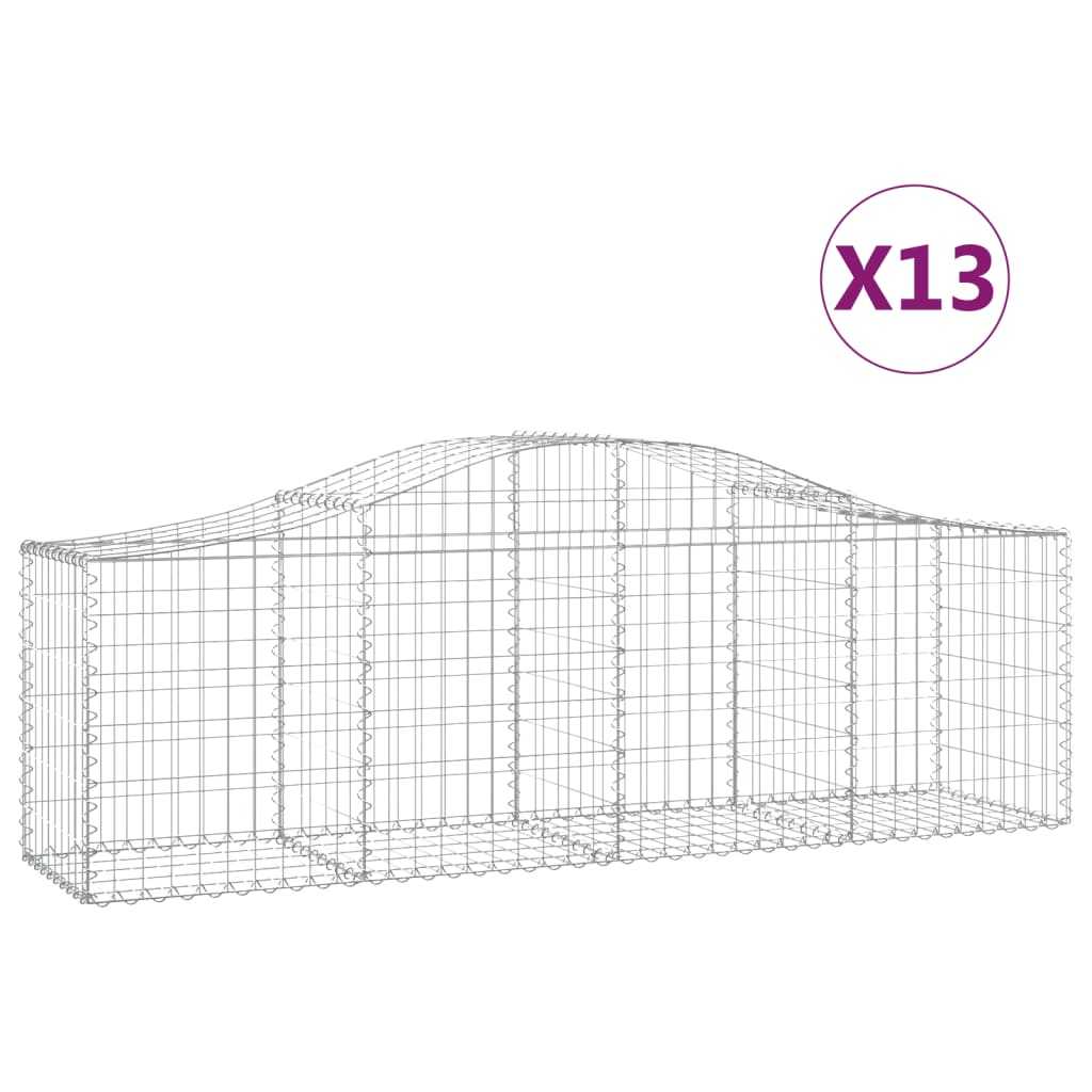 Arched Gabion Baskets 13 pcs 200x50x60/80 cm Galvanised Iron