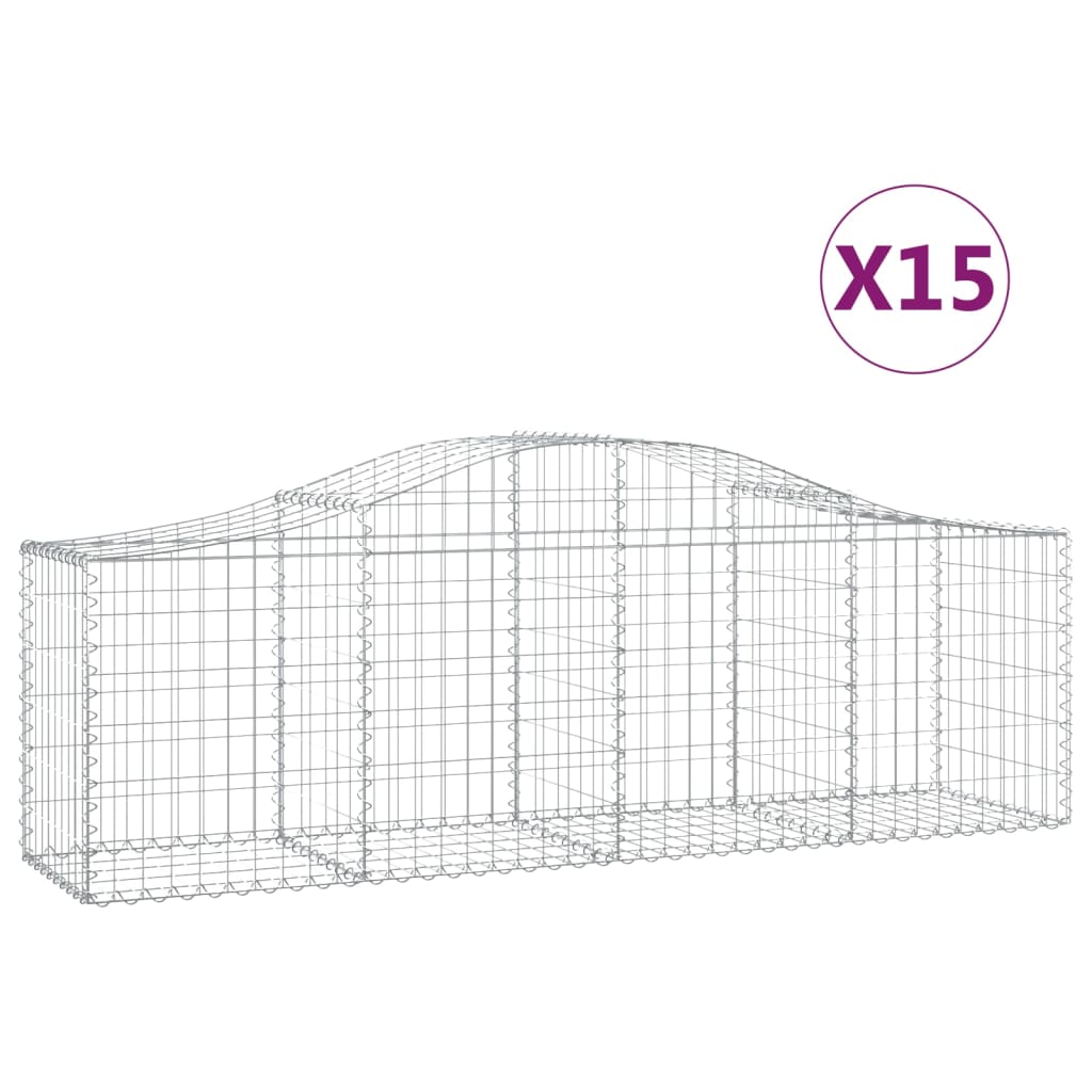 Arched Gabion Baskets 15 pcs 200x50x60/80 cm Galvanised Iron