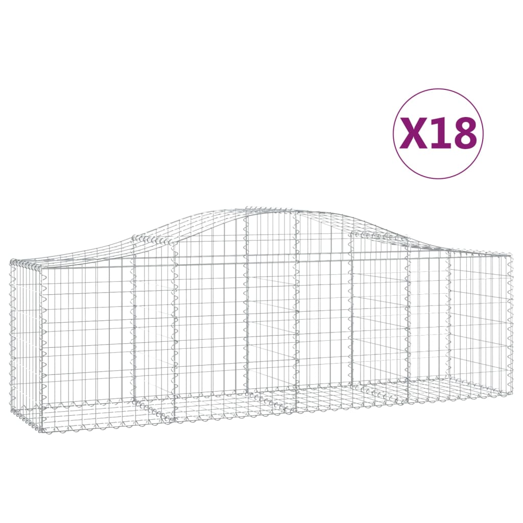 Arched Gabion Baskets 18 pcs 200x50x60/80 cm Galvanised Iron