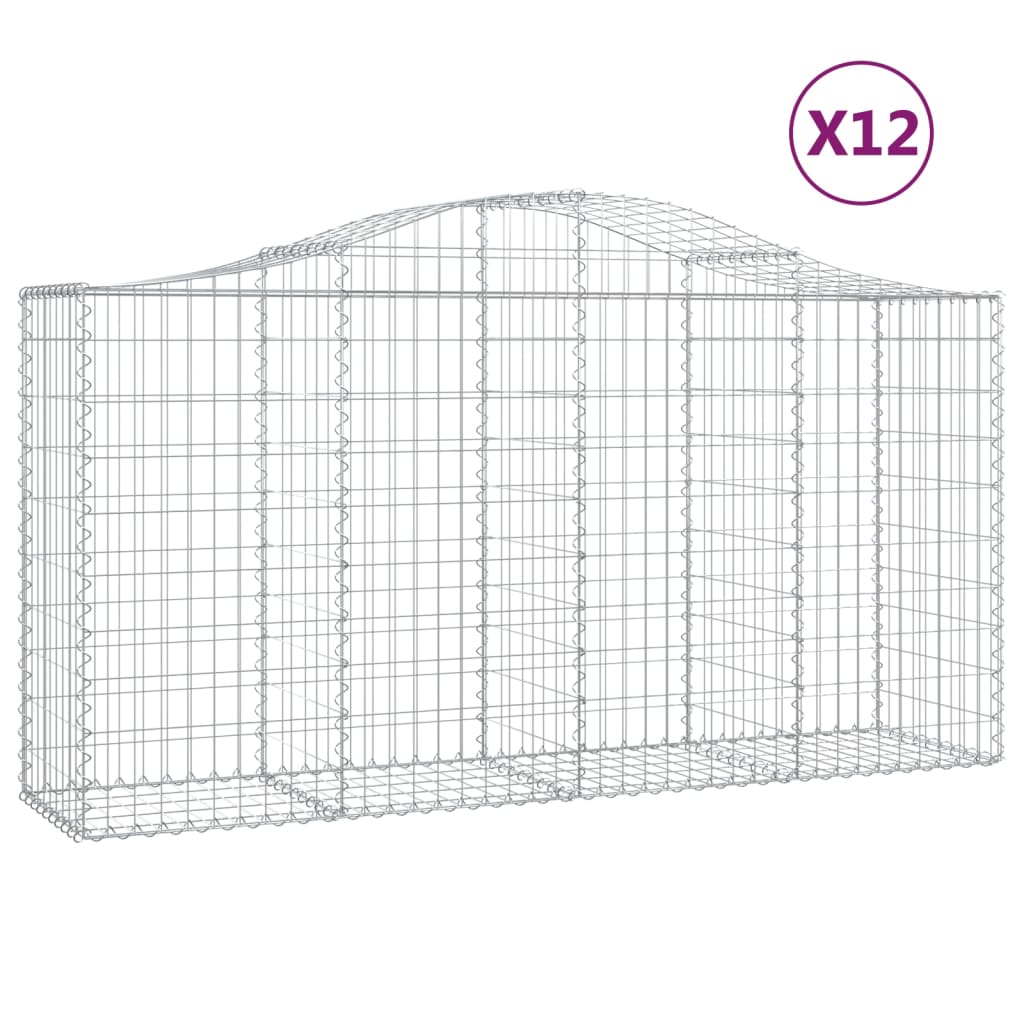 Arched Gabion Baskets 12 pcs 200x50x100/120 cm Galvanised Iron