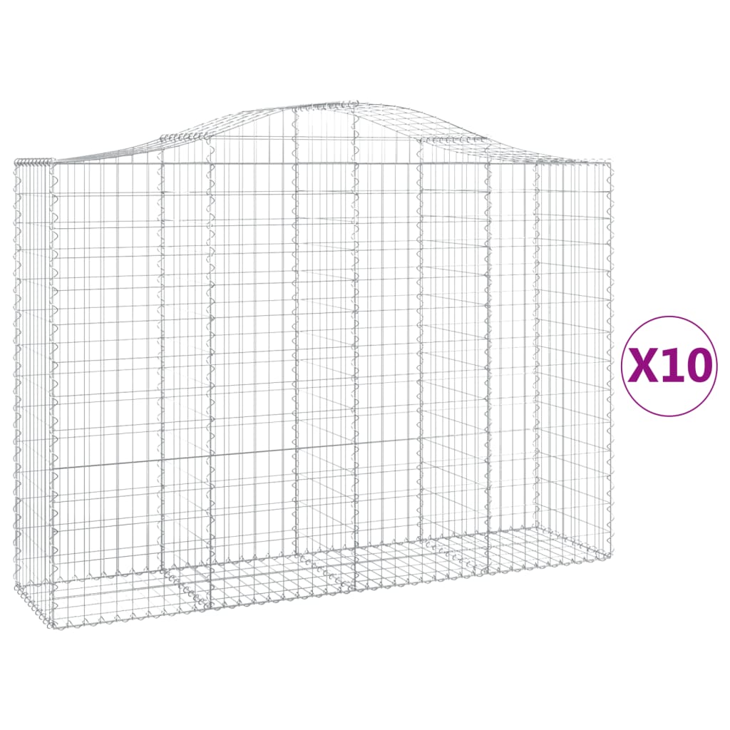 Arched Gabion Baskets 10 pcs 200x50x140/160 cm Galvanised Iron
