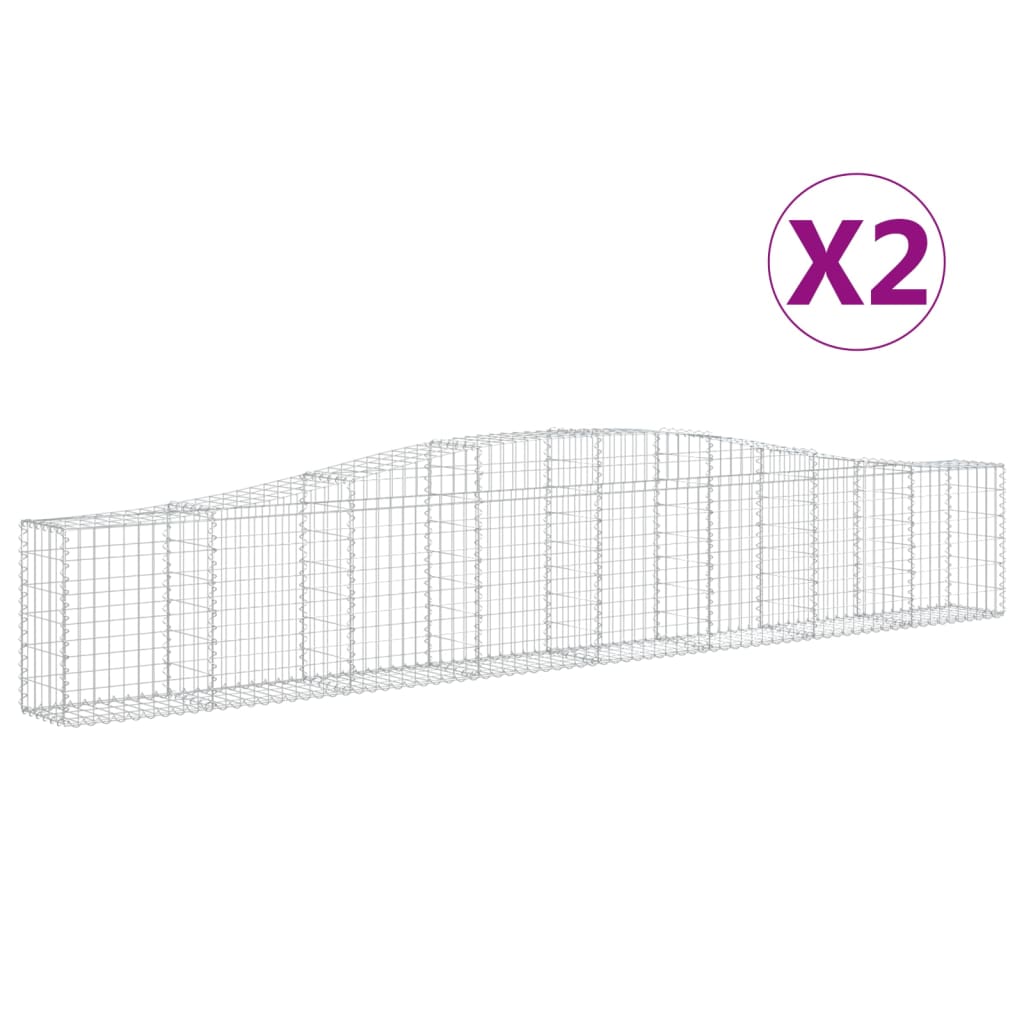 Arched Gabion Baskets 2 pcs 400x30x60/80 cm Galvanised Iron