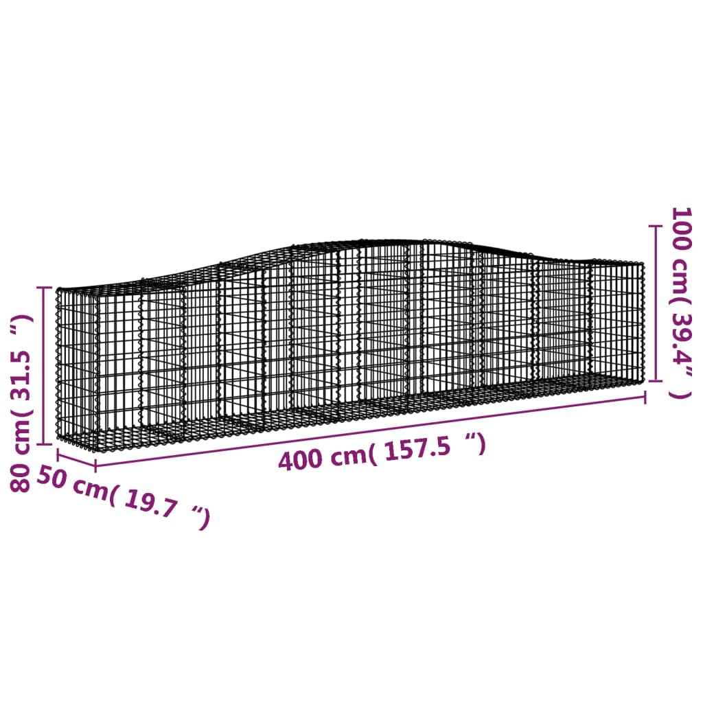 Arched Gabion Baskets 6 pcs 400x50x80/100 cm Galvanised Iron