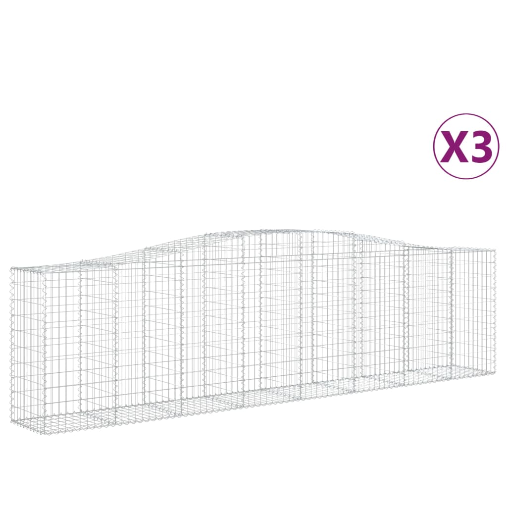 Arched Gabion Baskets 3 pcs 400x50x100/120 cm Galvanised Iron