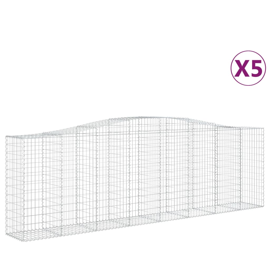 Arched Gabion Baskets 5 pcs 400x50x120/140 cm Galvanised Iron