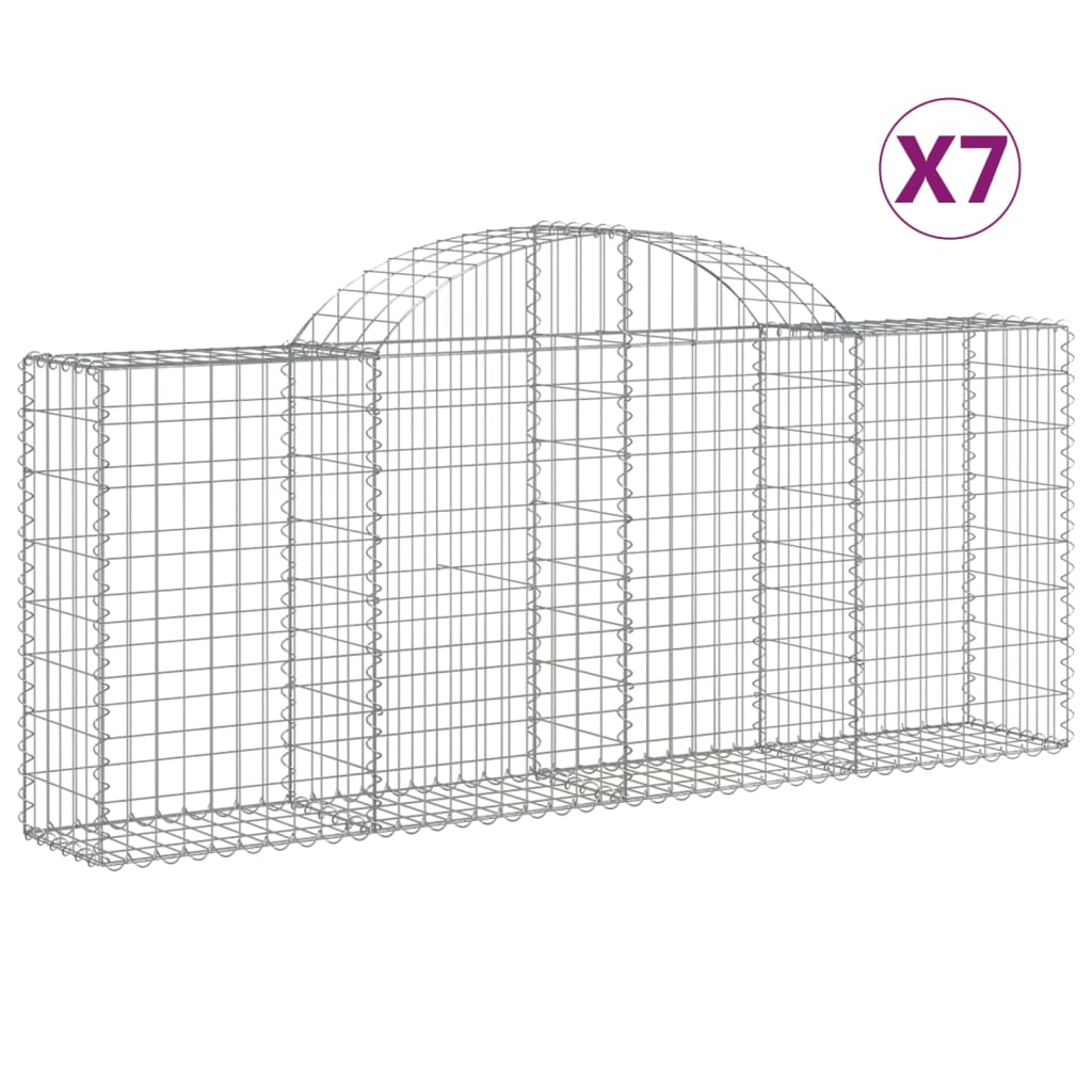 Arched Gabion Baskets 7 pcs 200x30x80/100 cm Galvanised Iron