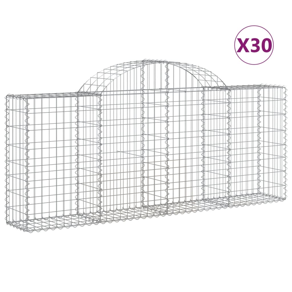 Arched Gabion Baskets 30 pcs 200x30x80/100 cm Galvanised Iron