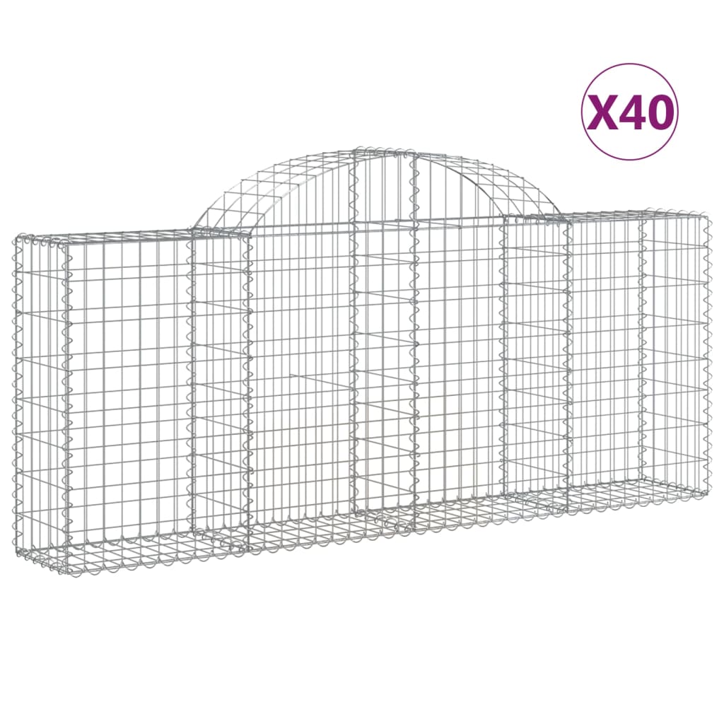 Arched Gabion Baskets 40 pcs 200x30x80/100 cm Galvanised Iron