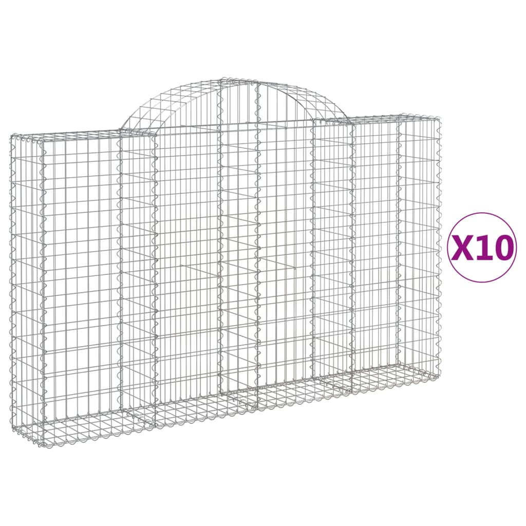 Arched Gabion Baskets 10 pcs 200x30x120/140 cm Galvanised Iron