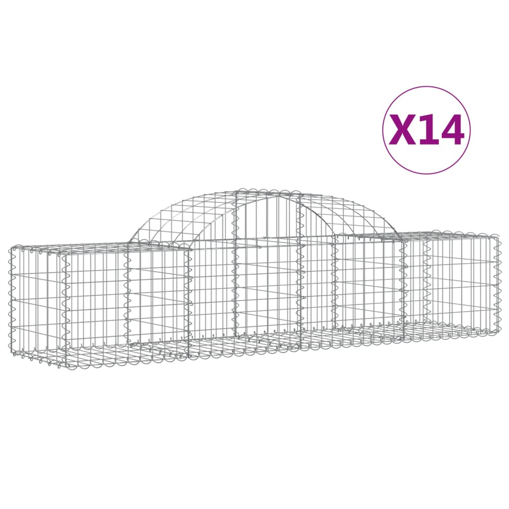 Arched Gabion Baskets 14 pcs 200x50x40/60 cm Galvanised Iron