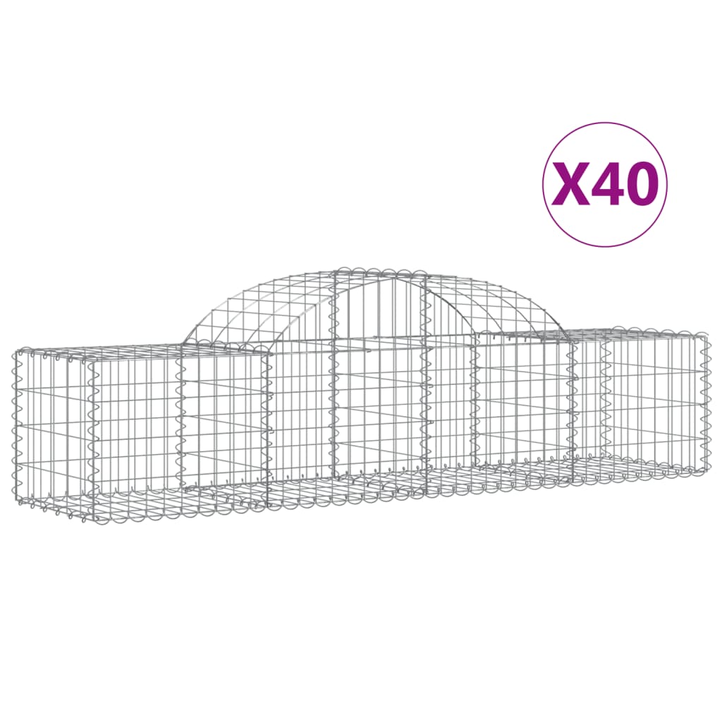 Arched Gabion Baskets 40 pcs 200x50x40/60 cm Galvanised Iron