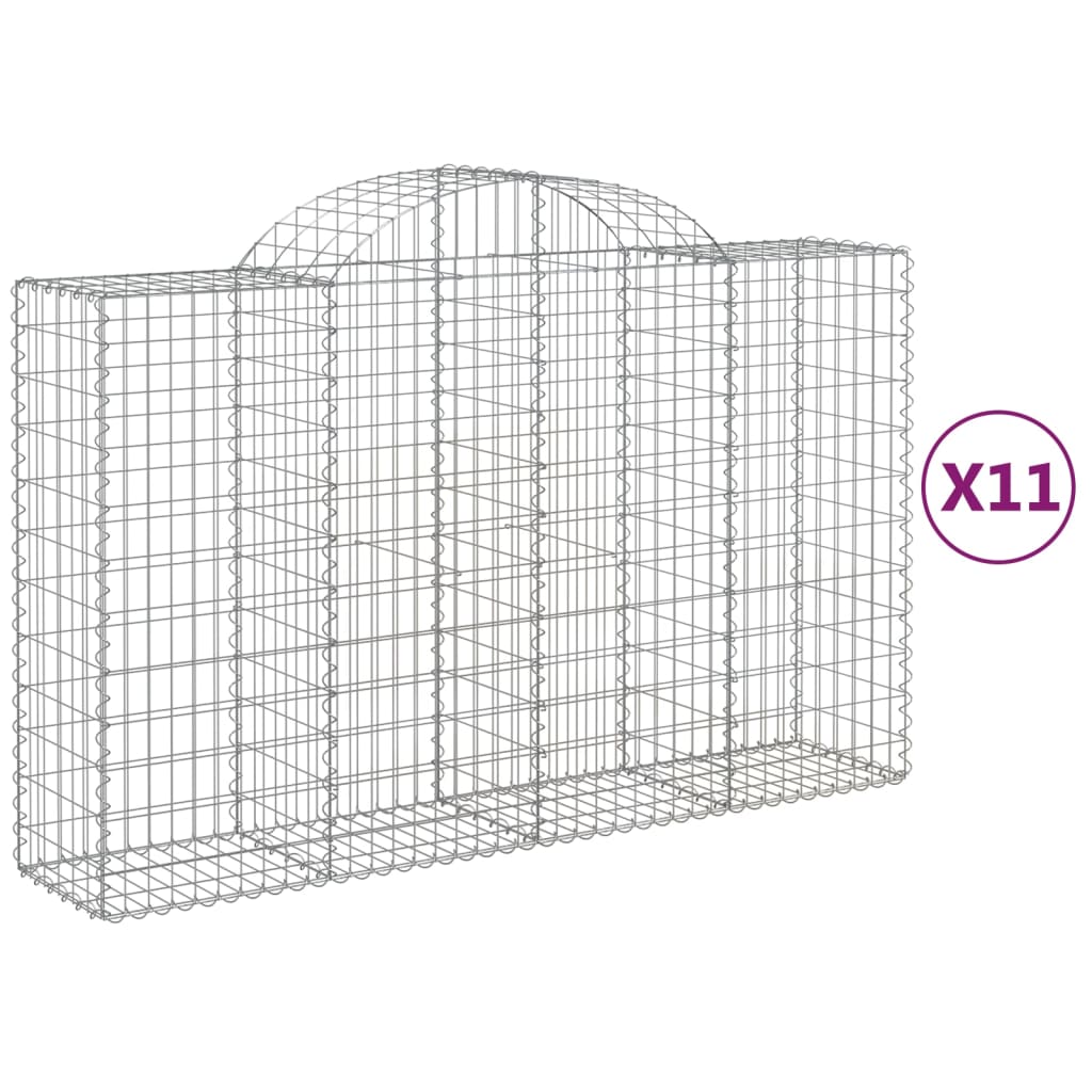 Arched Gabion Baskets 11 pcs 200x50x120/140 cm Galvanised Iron