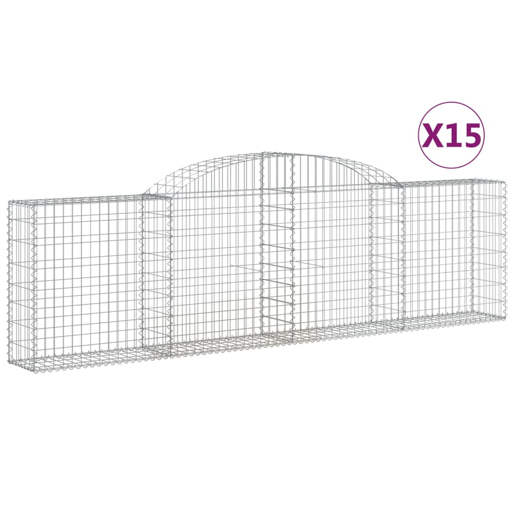 Arched Gabion Baskets 15 pcs 300x30x80/100 cm Galvanised Iron