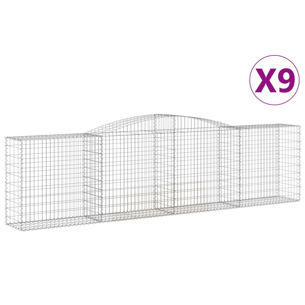 Arched Gabion Baskets 9 pcs 400x50x100/120 cm Galvanised Iron