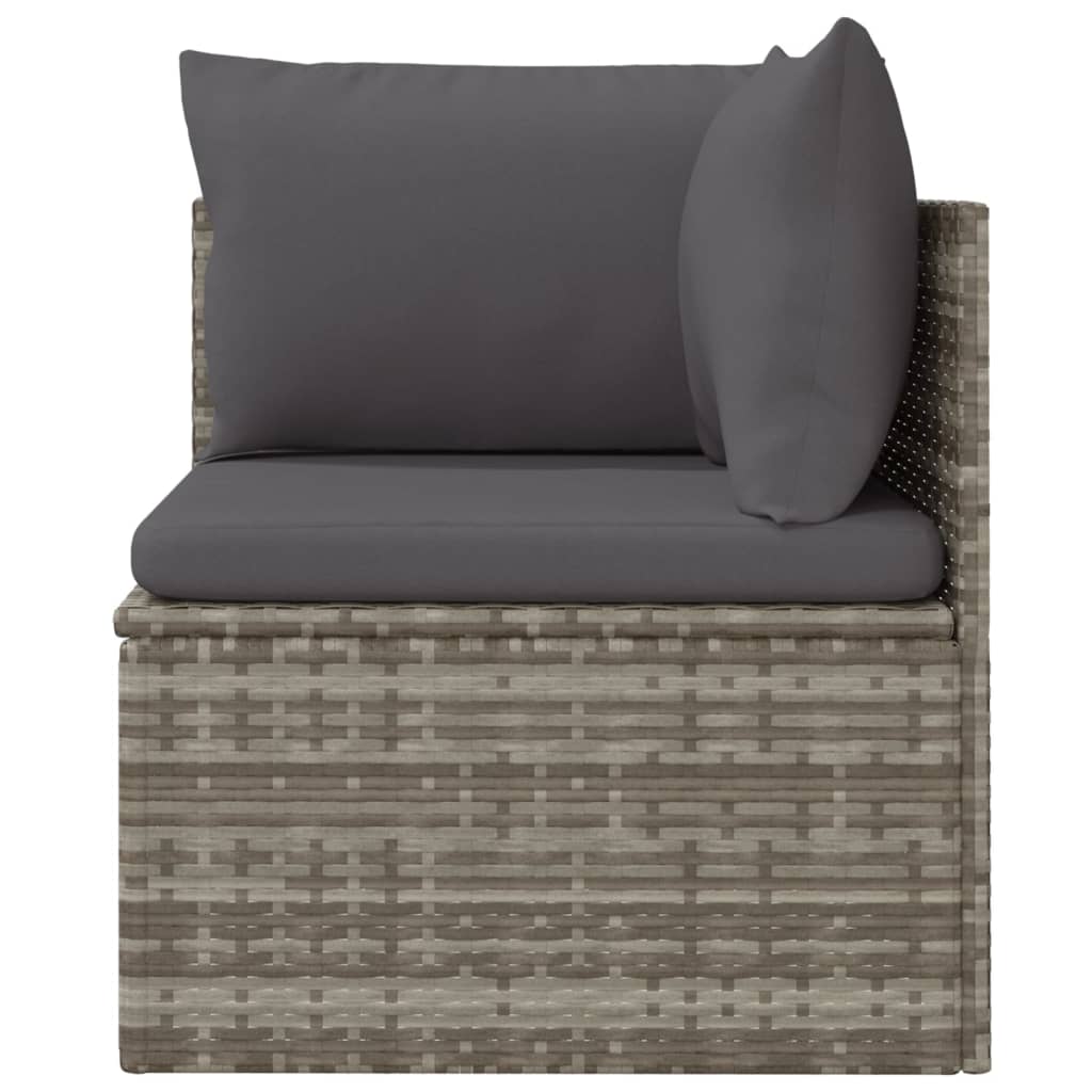 Garden Corner Sofa with Cushion Grey 57x57x56 cm Poly Rattan