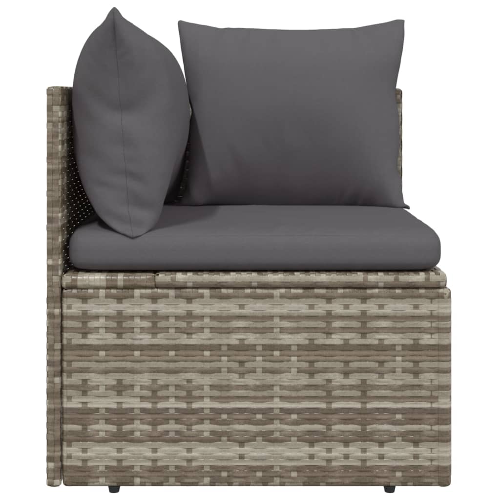 Garden Corner Sofa with Cushion Grey 57x57x56 cm Poly Rattan