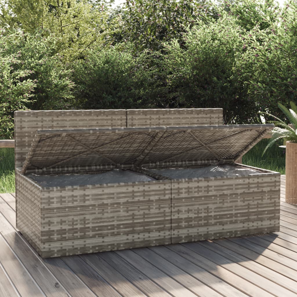 2-Seater Garden Sofa with Cushions Grey Poly Rattan