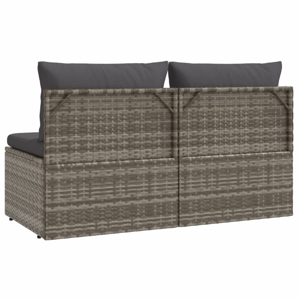 2-Seater Garden Sofa with Cushions Grey Poly Rattan